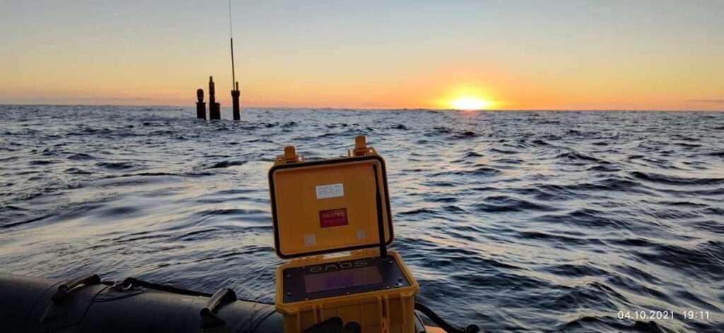 Far view Mobos Distress Beacon System At Sea